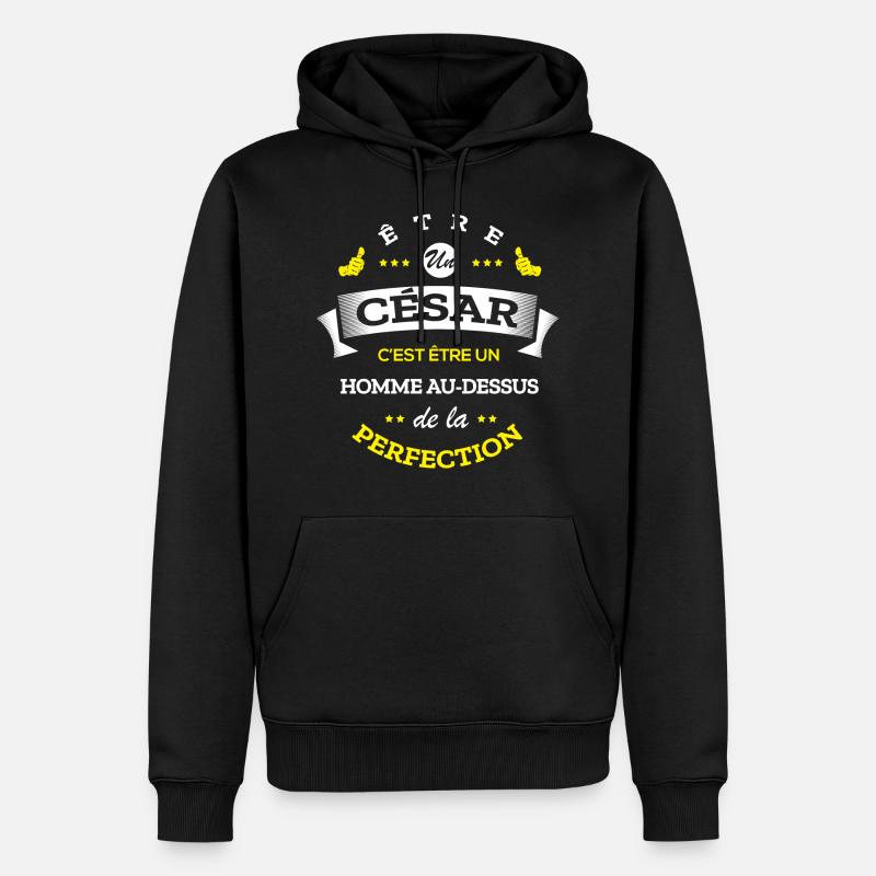 CÉSAR PARFAIT - NOM CÉSAR - Sweat à capuche Premium bio Homme - noir