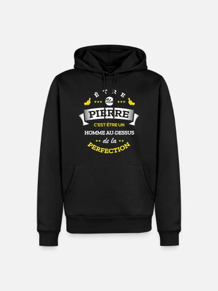 PIERRE PARFAIT - NOM PIERRE - Sweat à capuche Premium bio Homme - noir