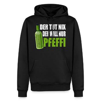 Pfeffi Pfefferminzlikör und Pfefferminzschnap - Männer Premium Bio Hoodie - Schwarz - Vorne - Nico (187cm)