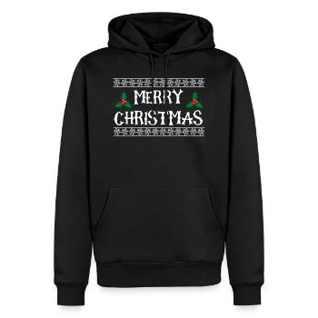 Merry Christmas mit Rahmen Stechpalmen - Männer Premium Bio Hoodie - Schwarz - Vorne - Nico (187cm)