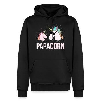 Papa Einhorn Vater Kind Tochter Lustig Geschenk - Männer Premium Bio Hoodie - Schwarz - Vorne - Nico (187cm)