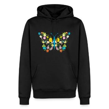 Wildflower Butterfly Blooming Floral Art - Men’s Premium Organic Hoodie - black - Front - Nico (187cm)