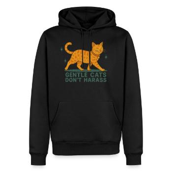 Gentle Cats Don't Harass – Statement Cat Shirt - Men’s Premium Organic Hoodie - black - Front - Nico (187cm)