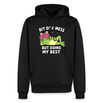 Süßer Frosch - Un peu en désordre mais je fais de mon mieux - Sweat à capuche Premium bio Homme - noir - Devant - Nico (187cm)