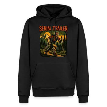 Serial Trailer - Männer Premium Bio Hoodie - Schwarz - Vorne - Nico (187cm)