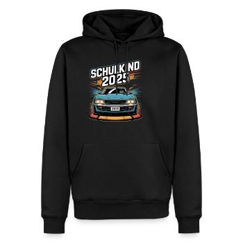 Einschulung Auto Schulkind 2025 Junge Rennauto - Männer Premium Bio Hoodie - Schwarz - Vorne - Nico (187cm)