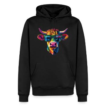Lunettes de soleil vache - Sweat à capuche Premium bio Homme - noir - Devant - Nico (187cm)