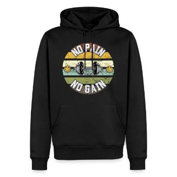 Gymnase/Fitness/Entraînement/Sports : « No Pain No Gain » - Sweat à capuche Premium bio Homme - noir - Devant - Nico (187cm)
