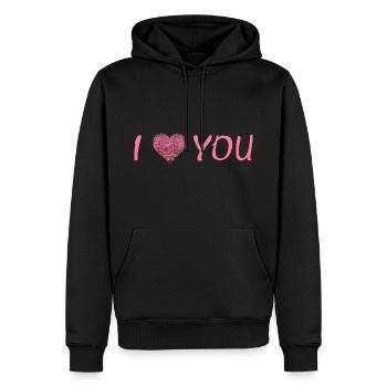 i love you - Männer Premium Bio Hoodie - Schwarz - Vorne - Nico (187cm)