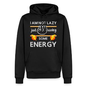 I'm not lazy, I'm just saving energy, sloth; - Men’s Premium Organic Hoodie - black - Front - Nico (187cm)