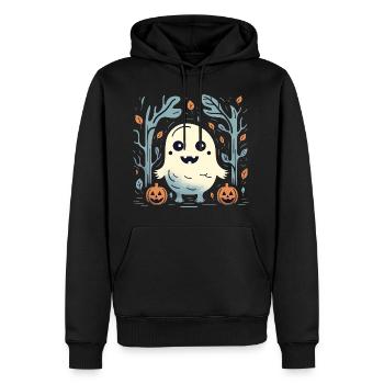 Niedliche Halloween-Kürbisse und -Geister - Männer Premium Bio Hoodie - Schwarz - Vorne - Nico (187cm)
