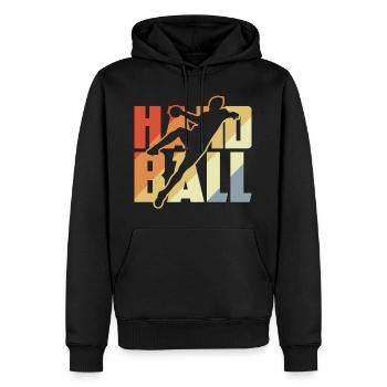 Vintage Handball - Sweat à capuche Premium bio Homme - noir - Devant - Nico (187cm)