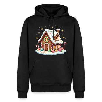 Weihnachtliches Lebkuchenhaus Zuckerstange X-Mas - Männer Premium Bio Hoodie - Schwarz - Vorne - Nico (187cm)