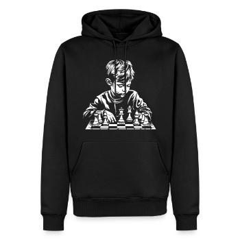 Chess Boy Sketch - Men’s Premium Organic Hoodie - black - Front - Nico (187cm)