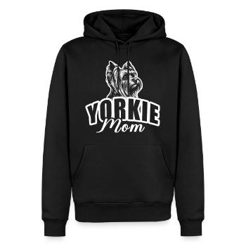 « Yorkie Mom » avec tête de chien - Sweat à capuche Premium bio Homme - noir - Devant - Nico (187cm)