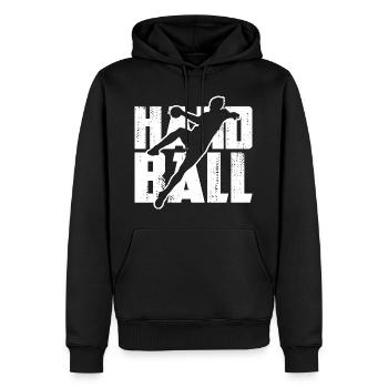 Lustiger Handball - Männer Premium Bio Hoodie - Schwarz - Vorne - Nico (187cm)