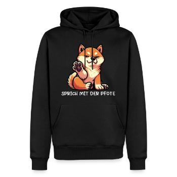 Parlez au propriétaire de Paw Shiba Inu Shiba - Sweat à capuche Premium bio Homme - noir - Devant - Nico (187cm)