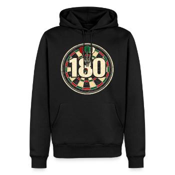 Joueur de fléchettes rétro 180 Dart Dart - Sweat à capuche Premium bio Homme - noir - Devant - Nico (187cm)