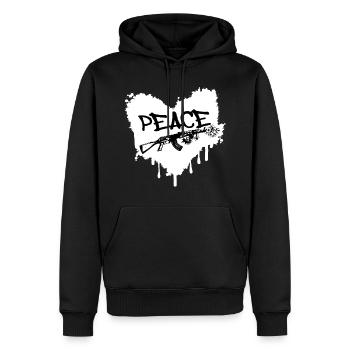 Un graffiti de Peace Gun en fleurs - Sweat à capuche Premium bio Homme - noir - Devant - Nico (187cm)