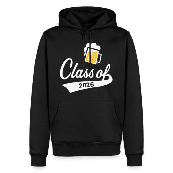Class Of 2026 (Abschlussklasse / Bier / 2C NEG) - Männer Premium Bio Hoodie - Schwarz - Vorne - Nico (187cm)