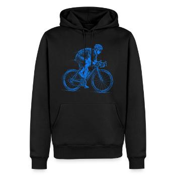 Cycling illustration racing cyclist in blue - Men’s Premium Organic Hoodie - black - Front - Nico (187cm)