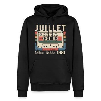 Juli 1981 Geburtstagsgeschenk Juli 1981 - Männer Premium Bio Hoodie - Schwarz - Vorne - Nico (187cm)