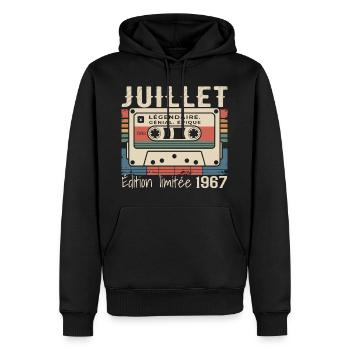 Juillet 1967 Cadeau Anniversaire Juillet 1967  - Sweat à capuche Premium bio Homme - noir - Devant - Nico (187cm)