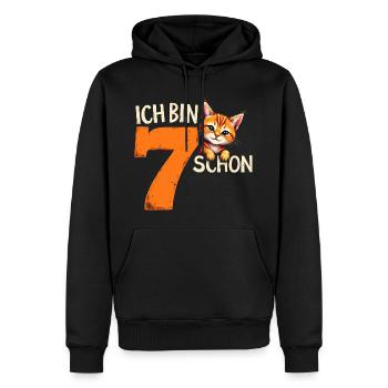 7ème anniversaire fille garçon chat je suis belle - Sweat à capuche Premium bio Homme - noir - Devant - Nico (187cm)