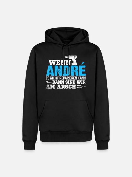 ANDRÉ - kann es reparieren - Männer Premium Bio Hoodie - Schwarz