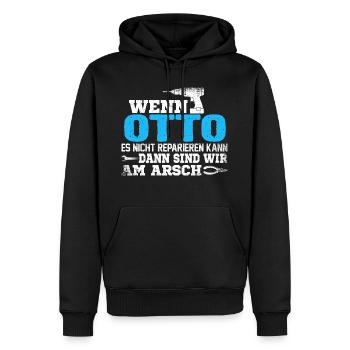 OTTO - kann es reparieren - Männer Premium Bio Hoodie - Schwarz - Vorne - Nico (187cm)