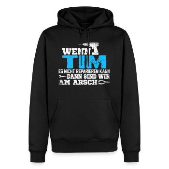 TIM - kann es reparieren - Männer Premium Bio Hoodie - Schwarz - Vorne - Nico (187cm)