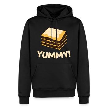 Lasagne - Yummy! - Sweat à capuche Premium bio Homme - noir - Devant - Nico (187cm)