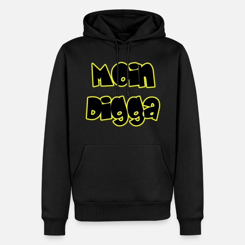 Moin Digga - Männer Premium Bio Hoodie - Schwarz