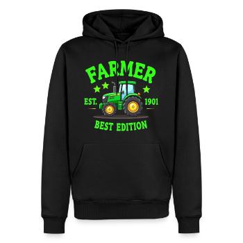 Humour à la ferme - Farmer Delights - Sweat à capuche Premium bio Homme - noir - Devant - Nico (187cm)