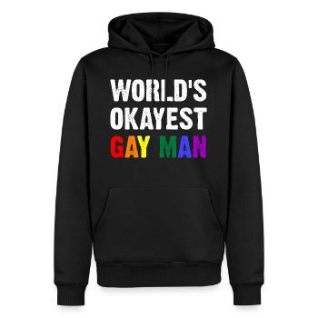 World's Okayest Gay Man - Männer Premium Bio Hoodie - Schwarz - Vorne - Nico (187cm)