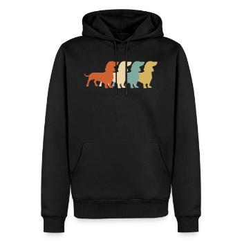 Dackel Retro Teckel Dachshund - Männer Premium Bio Hoodie - Schwarz - Vorne - Nico (187cm)
