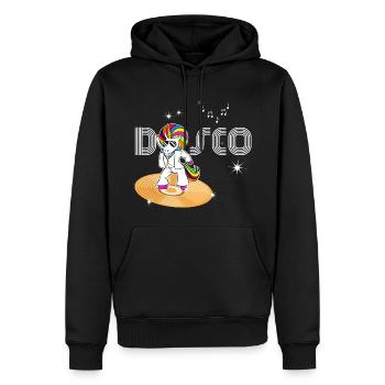 Einhorn Disco 80er Jahre Vintage Vinyl - Männer Premium Bio Hoodie - Schwarz - Vorne - Nico (187cm)