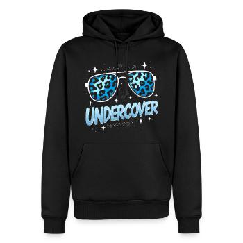 Undercover Speech - Sonnenbrille Design - Männer Premium Bio Hoodie - Schwarz - Vorne - Nico (187cm)