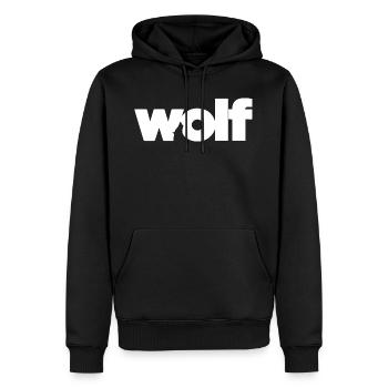Wolf Logo original weißen Wolf - Männer Premium Bio Hoodie - Schwarz - Vorne - Nico (187cm)