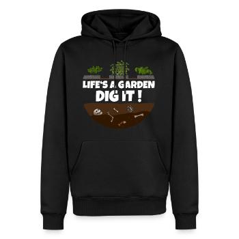Lustiger Gärtner Spruch Das leben ist der Garten - Männer Premium Bio Hoodie - Schwarz - Vorne - Nico (187cm)