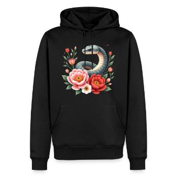 Frohes Neujahr 2025 - Schlange - Männer Premium Bio Hoodie - Schwarz - Vorne - Nico (187cm)