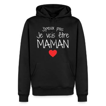 Maman / Fête des Mère / Enfant / Mere / Bébé - Sweat à capuche Premium bio Homme - noir - Devant - Nico (187cm)