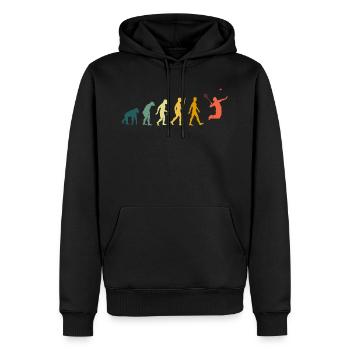 Badminton Evolution Retro Badmintonspieler - Männer Premium Bio Hoodie - Schwarz - Vorne - Nico (187cm)