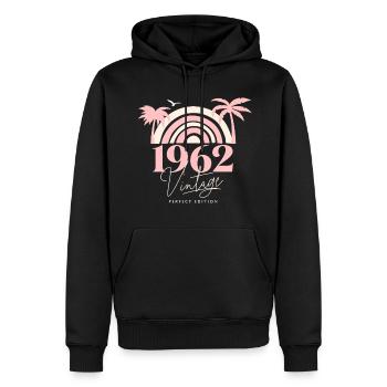 Soleil Rétro Anniversaire Vintage 1962 60 Ans - Sweat à capuche Premium bio Homme - noir - Devant - Nico (187cm)