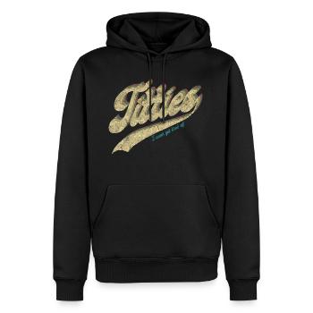 Tits: Ich werde nie müde von.... Lustiges Retro - Männer Premium Bio Hoodie - Schwarz - Vorne - Nico (187cm)
