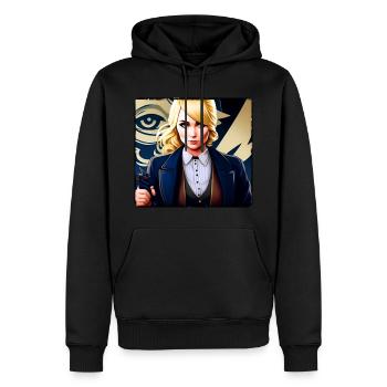 Fille blonde dans un style steampunk cool - Sweat à capuche Premium bio Homme - noir - Devant - Nico (187cm)