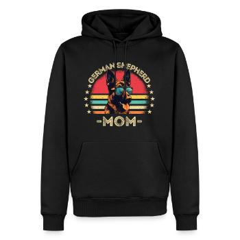 German Shepherd with sunglasses retro - Men’s Premium Organic Hoodie - black - Front - Nico (187cm)