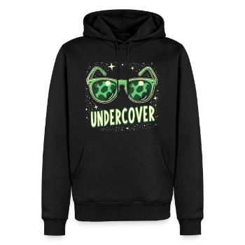 Discours sous couverture - Conception de lunettes de soleil - Sweat à capuche Premium bio Homme - noir - Devant - Nico (187cm)