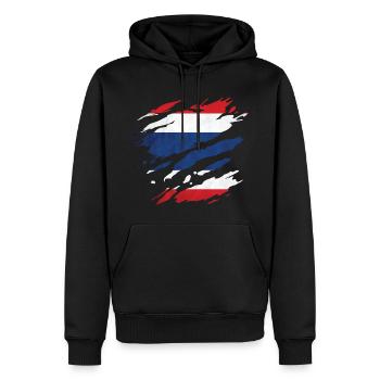 Thailand - Nationalfahne, Kratzer, Risse - Männer Premium Bio Hoodie - Schwarz - Vorne - Nico (187cm)