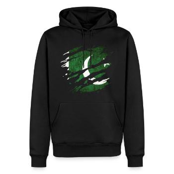 Pakistan - drapeau national, égratignures, fissures - Sweat à capuche Premium bio Homme - noir - Devant - Nico (187cm)